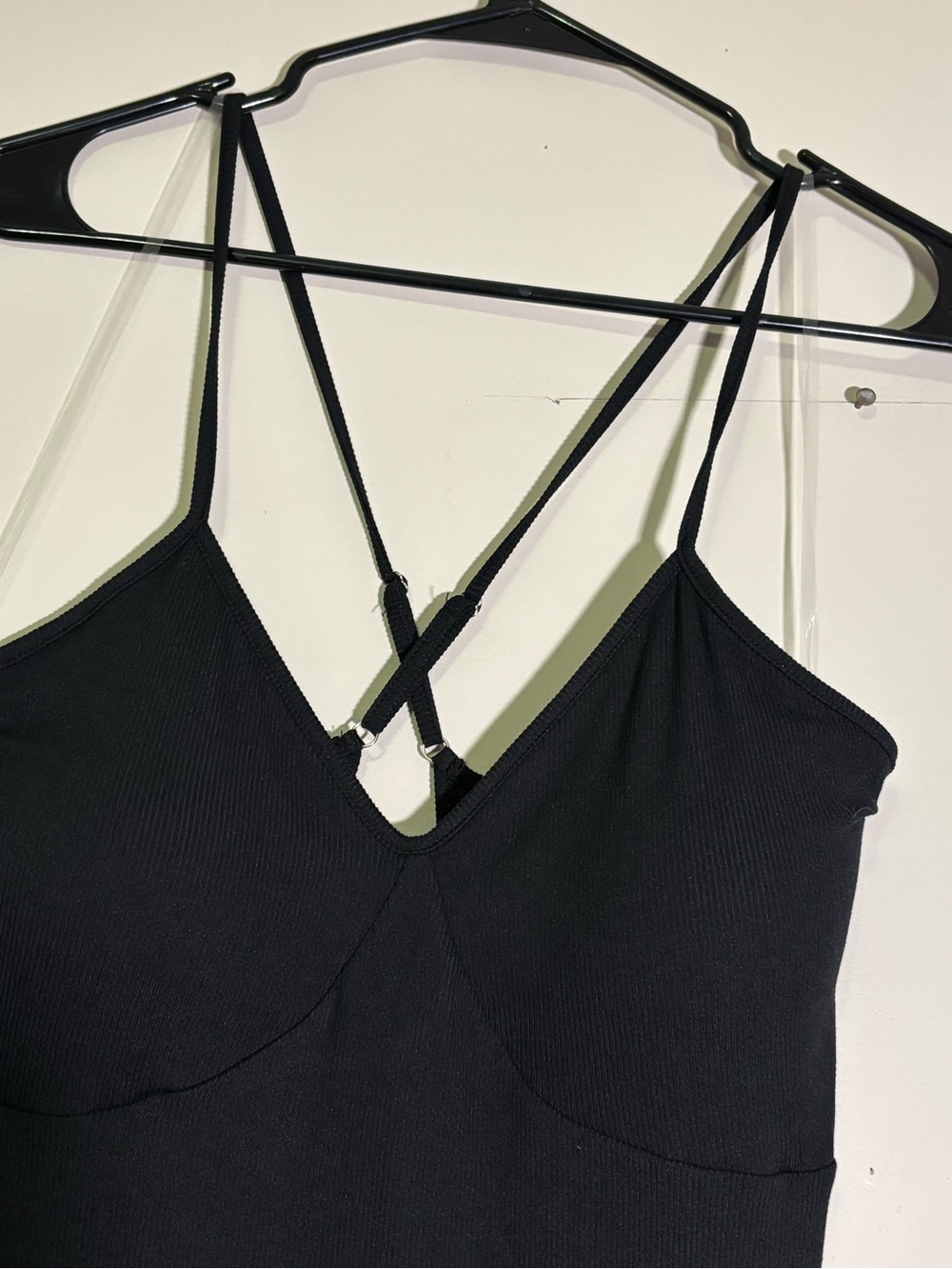 Classic Black Spaghetti Strap ribbed Maxi Dress NWT large - Picture 3 of 8